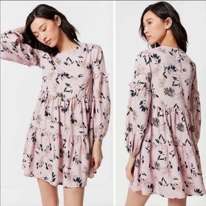Urban Outfitters Pink Long Sleeve Floral Dress